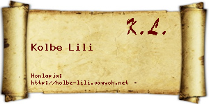 Kolbe Lili névjegykártya